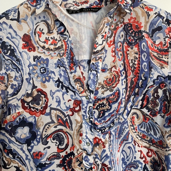Zara Multi-Colour Cotton Popover Shirt, Medium - Picture 3 of 6